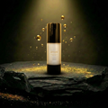 AITHER Extreme Moisture Blend on luxury rock pedestal with golden droplets